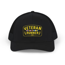 Load image into Gallery viewer, Veteran Runner Snapback Trucker Cap | Perfect Gift for Athletes, Sports Enthusiasts, Runners, Veterans, and Holidays