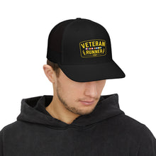 Load image into Gallery viewer, Veteran Runner Snapback Trucker Cap | Perfect Gift for Athletes, Sports Enthusiasts, Runners, Veterans, and Holidays
